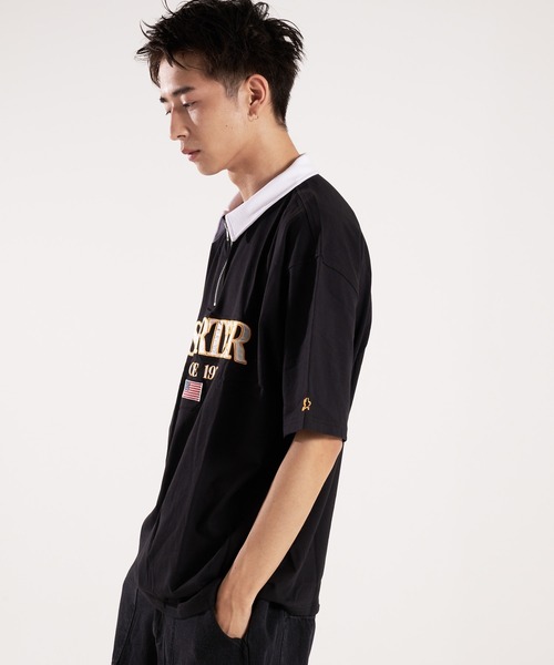 STARTER(スターター)の「STARTER-ハーフジップ衿配色Tシャツ(Tシャツ/カットソー・メンズ・ブラック/ベージュ・L/XL)」の11枚目の写真