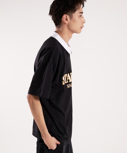 STARTER(スターター)の「STARTER-ハーフジップ衿配色Tシャツ(Tシャツ/カットソー・メンズ・ブラック/ベージュ・L/XL)」の14枚目の写真