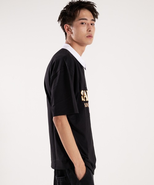 STARTER(スターター)の「STARTER-ハーフジップ衿配色Tシャツ(Tシャツ/カットソー・メンズ・ブラック/ベージュ・L/XL)」の15枚目の写真