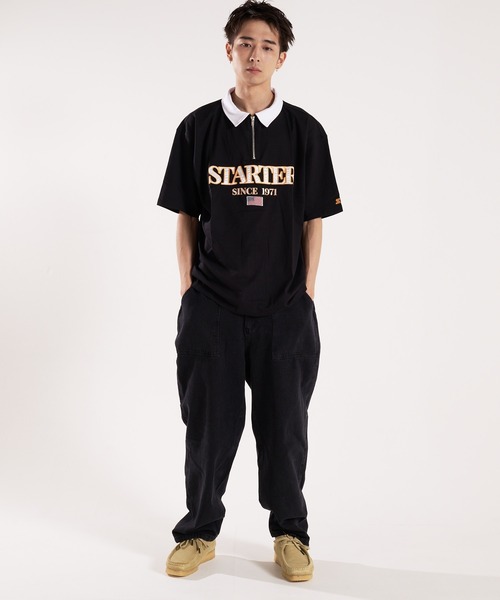 STARTER(スターター)の「STARTER-ハーフジップ衿配色Tシャツ(Tシャツ/カットソー・メンズ・ブラック/ベージュ・L/XL)」の16枚目の写真