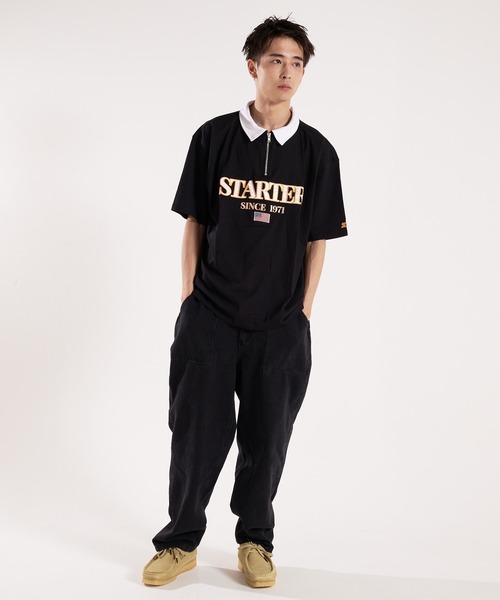 STARTER(スターター)の「STARTER-ハーフジップ衿配色Tシャツ(Tシャツ/カットソー・メンズ・ブラック/ベージュ・L/XL)」の17枚目の写真