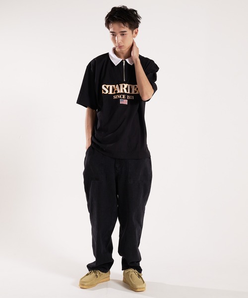 STARTER(スターター)の「STARTER-ハーフジップ衿配色Tシャツ(Tシャツ/カットソー・メンズ・ブラック/ベージュ・L/XL)」の18枚目の写真