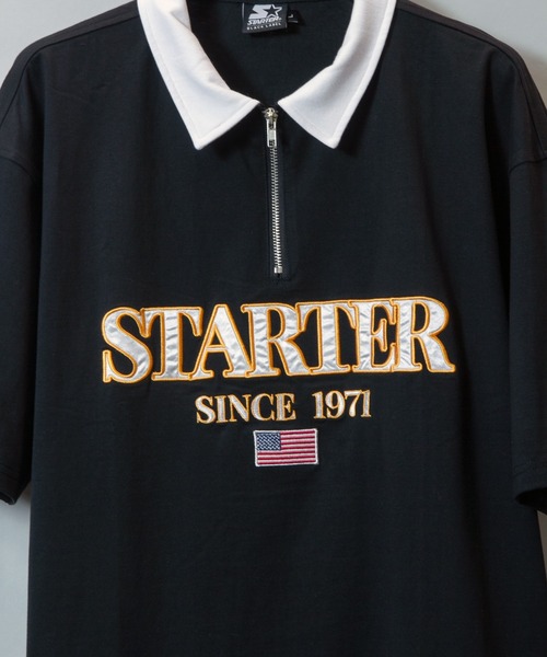 STARTER(スターター)の「STARTER-ハーフジップ衿配色Tシャツ(Tシャツ/カットソー・メンズ・ブラック/ベージュ・L/XL)」の3枚目の写真
