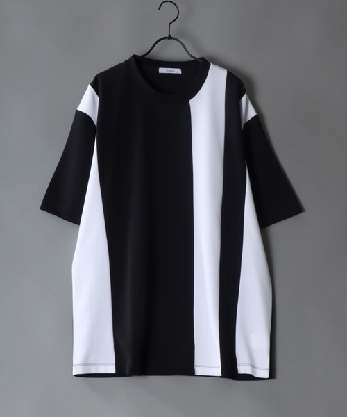 SITRY（シトリー）の「amundsen  cloth switching T-shirt /梨地 切り替え Tシャツ（Tシャツ/カットソー・メンズ・グレイッシュブルー/ホワイト/ライトグレー/ブラック・M/L）」の3枚目の写真