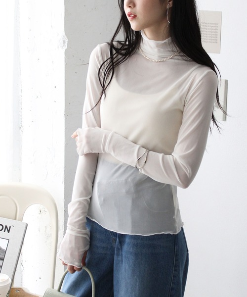 GeeRA(ジーラ)の「指穴開きシアートップス(Tシャツ/カットソー・レディース・グリーン/アイボリー/ブラック・MEDIUM)」の16枚目の写真