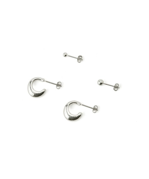 ADAM ET ROPE'（アダムエロペ）の「【LES BIJOUX】メタルフープ＆パールセットピアス（ピアス（両耳用）・レディース・シルバー/ゴールド・FREE）」の5枚目の写真