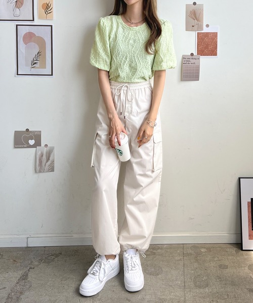 Futier land（フューティアランド）の「立体ウェーブシアートップス（Tシャツ/カットソー・レディース・ホワイト/ライトグリーン/グリーン系その他・FREE）」の16枚目の写真
