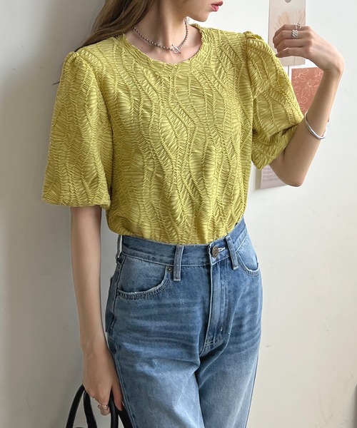 Futier land（フューティアランド）の「立体ウェーブシアートップス（Tシャツ/カットソー・レディース・ホワイト/ライトグリーン/グリーン系その他・FREE）」の21枚目の写真