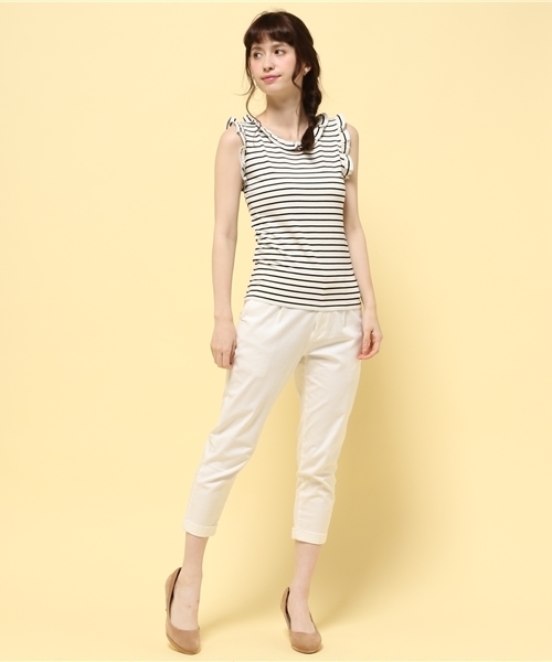 LIMITLESS LUXURY(リミットレスラグジュアリー)の「フリルボーダーカットソー◆(Tシャツ/カットソー・レディース・グレー/ホワイト/ネイビー・FREE)」の11枚目の写真