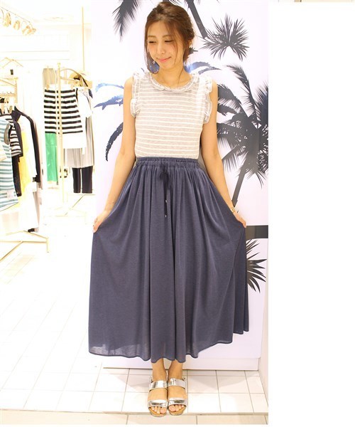 LIMITLESS LUXURY(リミットレスラグジュアリー)の「フリルボーダーカットソー◆(Tシャツ/カットソー・レディース・グレー/ホワイト/ネイビー・FREE)」の14枚目の写真