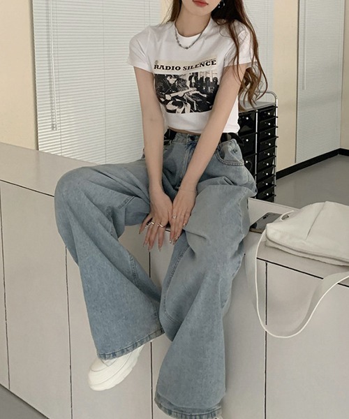gossip!ロサンゼルス(ゴシップロサンゼルス)の「YUGA レトロプリント ショートトップス(Tシャツ/カットソー・レディース・ブラック/ホワイト・FREE)」の14枚目の写真