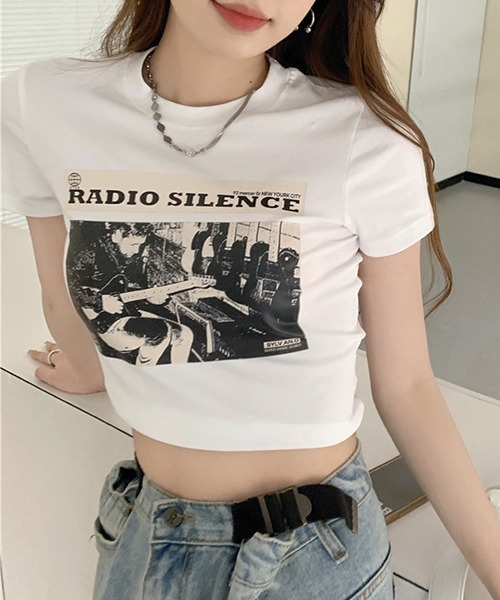 gossip!ロサンゼルス(ゴシップロサンゼルス)の「YUGA レトロプリント ショートトップス(Tシャツ/カットソー・レディース・ブラック/ホワイト・FREE)」の16枚目の写真