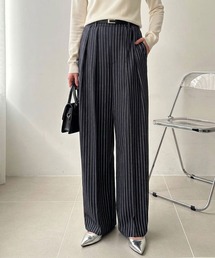 【S-XLサイズ展開】上品見え!インタックスラックスハイウエストワイドパンツ