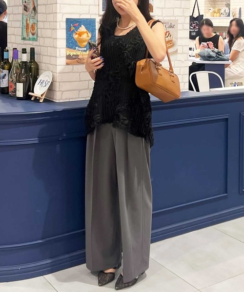 GeeRA(ジーラ)の「【S-XLサイズ展開】上品見え!インタックスラックスハイウエストワイドパンツ(スラックス・レディース・モカ/ブラック/グレー/アイボリー/ネイビー系1・SMALL/MEDIUM/LARGE/X-LARGE)」の19枚目の写真