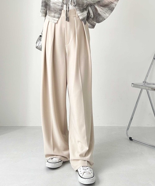 GeeRA(ジーラ)の「【S-XLサイズ展開】上品見え!インタックスラックスハイウエストワイドパンツ(スラックス・レディース・モカ/ブラック/グレー/アイボリー/ネイビー系1・SMALL/MEDIUM/LARGE/X-LARGE)」の6枚目の写真