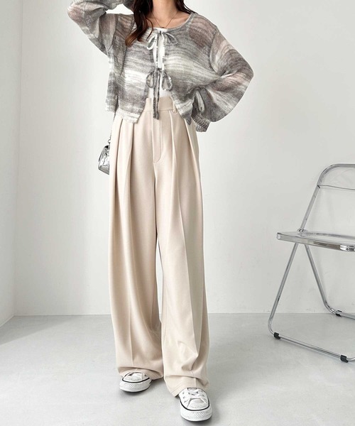 GeeRA(ジーラ)の「【S-XLサイズ展開】上品見え!インタックスラックスハイウエストワイドパンツ(スラックス・レディース・モカ/ブラック/グレー/アイボリー/ネイビー系1・SMALL/MEDIUM/LARGE/X-LARGE)」の7枚目の写真