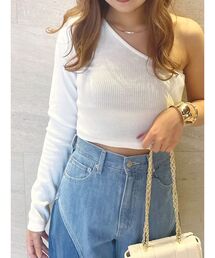 EVRIS | ワンショルダークロップドトップス(Tシャツ/カットソー)