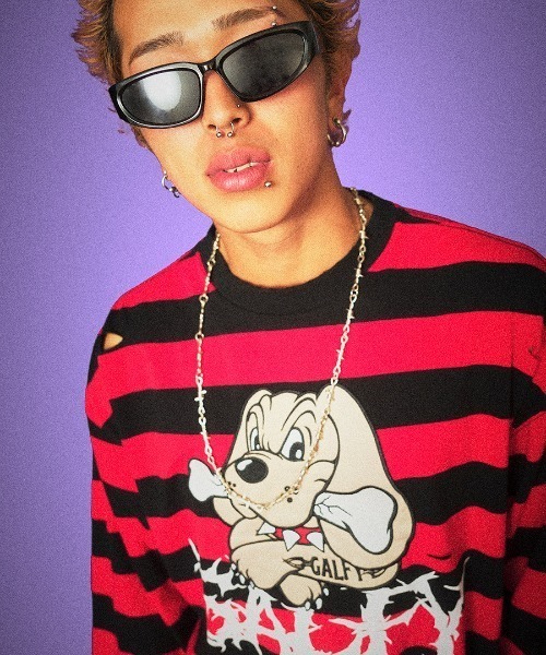 GALFY ガルフィー ビリビリボーダーロンＴ GALFY (ガルフィー) ビリビリボーダー ロンTee RED/BLACK
