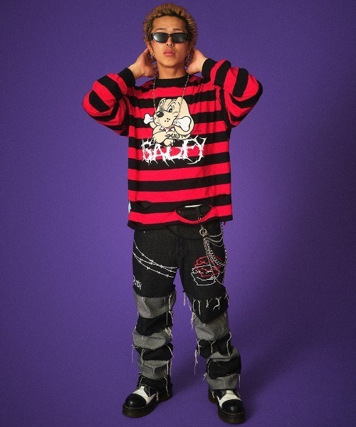 GALFY（ガルフィー）の「GALFY/ガルフィー/ビリビリボーダー ロンTee