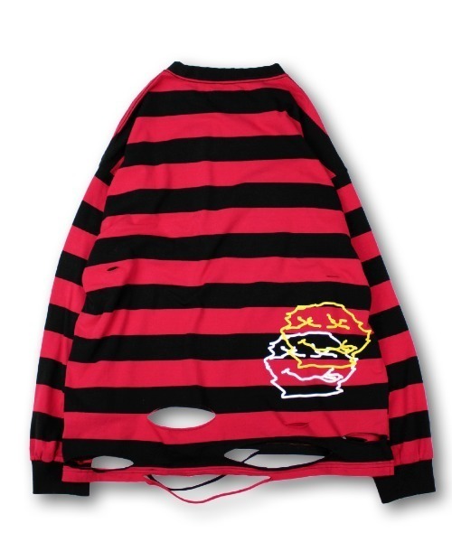 ガルフィー ビリビリボーダー GALFY (ガルフィー) ビリビリボーダー ロンTee RED/BLACK