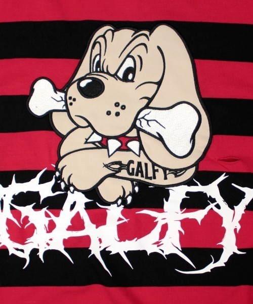 ガルフィー ♡ビリビリボーダーロングスリー ブTシャツ GALFY (ガルフィー) ビリビリボーダー ロンTee RED/BLACK