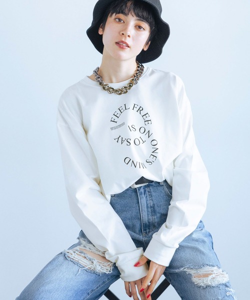 PAGEBOY（ページボーイ）の「サークルロゴロンT（Tシャツ/カットソー・レディース・ブラック/オフホワイト・FREE）」の2枚目の写真