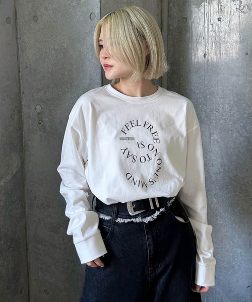 PAGEBOY（ページボーイ）の「サークルロゴロンT（Tシャツ/カットソー・レディース・ブラック/オフホワイト・FREE）」の7枚目の写真