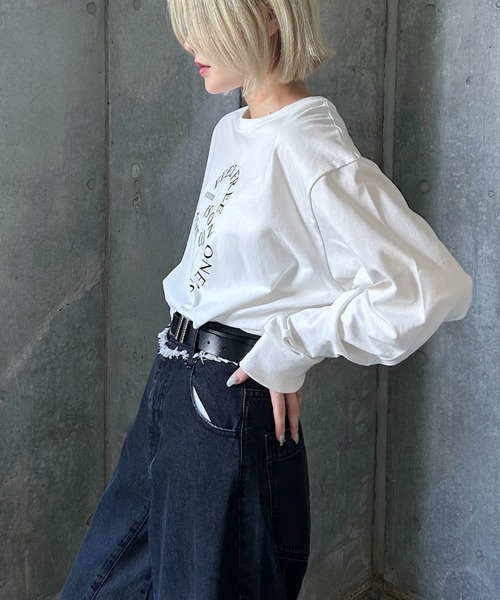 PAGEBOY（ページボーイ）の「サークルロゴロンT（Tシャツ/カットソー・レディース・ブラック/オフホワイト・FREE）」の8枚目の写真