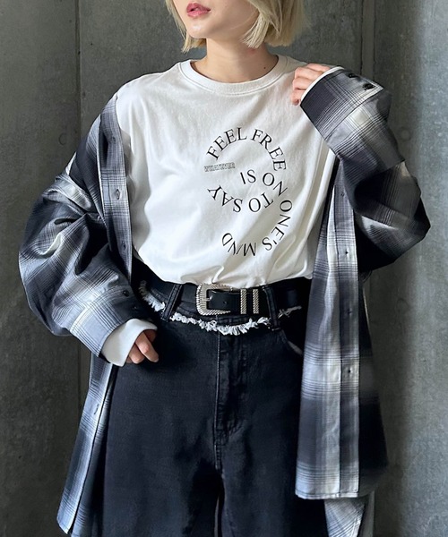 PAGEBOY（ページボーイ）の「サークルロゴロンT（Tシャツ/カットソー・レディース・ブラック/オフホワイト・FREE）」の3枚目の写真