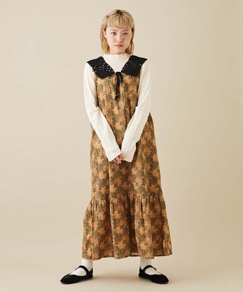 CUBE SUGAR（キューブシュガー）の「インドコットン総柄ティアードキャミワンピース（ワンピース・レディース・ブルー/レッド/イエロー・M）」の4枚目の写真