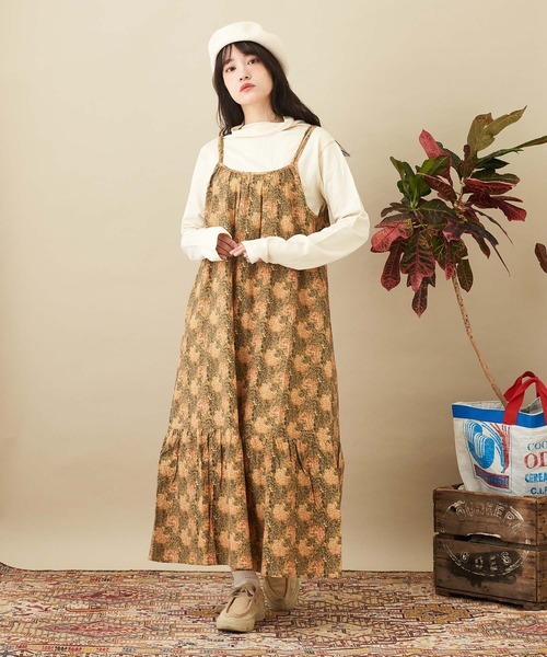 CUBE SUGAR（キューブシュガー）の「インドコットン総柄ティアードキャミワンピース（ワンピース・レディース・ブルー/レッド/イエロー・M）」の8枚目の写真