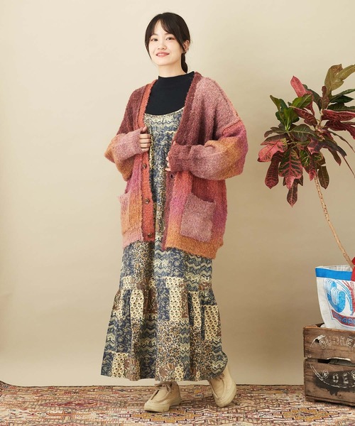 CUBE SUGAR（キューブシュガー）の「インドコットン総柄ティアードキャミワンピース（ワンピース・レディース・ブルー/レッド/イエロー・M）」の17枚目の写真