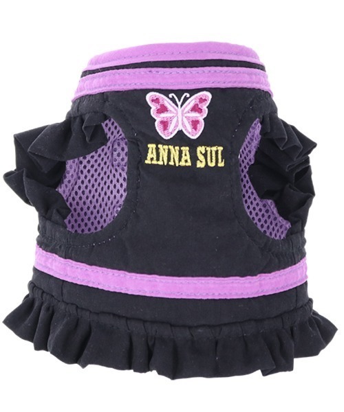 ANNA SUI(アナスイ)の「ANNA SUI/バタフライ刺繍フリルハーネスL(リード/ハーネス/首輪・レディース・ブラック/パープル・L)」の3枚目の写真
