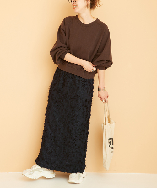 B.C STOCK(ベーセーストック)の「ジャガードスカート(スカート・レディース・アイボリー/ブラック・FREE)」の15枚目の写真