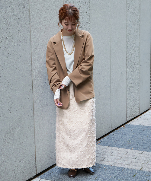 B.C STOCK(ベーセーストック)の「ジャガードスカート(スカート・レディース・アイボリー/ブラック・FREE)」の13枚目の写真