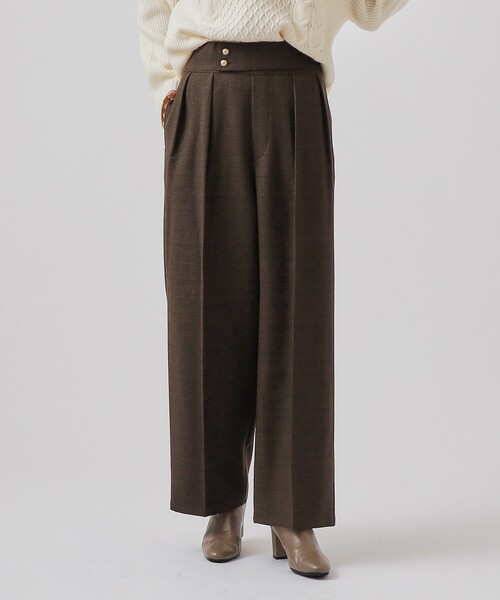 DRESKIP（ドレスキップ）の「◆大人の高見え ウールフィール ワイドパンツ（その他パンツ・レディース・ダークブラウン系1/キャメル/ブラック/ダークグリーン/グレー系その他2・04/03/02）」の4枚目の写真