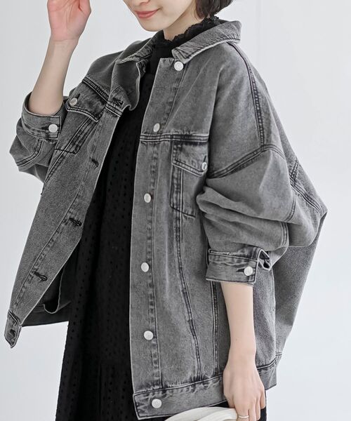 rps（アールピーエス）の「オーバーサイズビッグGジャン（デニムジャケット・レディース・グレー/ブルー/インディゴブルー/アイボリー/サックスブルー/ブラック・フリー）」の2枚目の写真