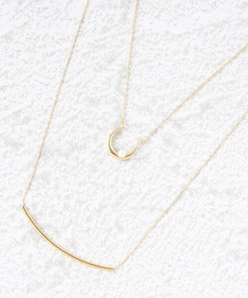 grove（グローブ）の「◆クレセントメタルパール調2連ネックレス（ネックレス・レディース・ピンクゴールド/ゴールド・00）」の2枚目の写真