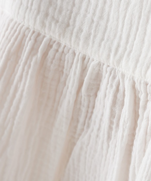 OMNES（オムネス）の「ダブルガーゼ丸襟長袖シャツ（シャツ/ブラウス・レディース・パープル/ブラック/グレー系その他/ホワイト/ブラック系その他/ブルー系その他/モカ/ネイビー系・FREE）」の13枚目の写真