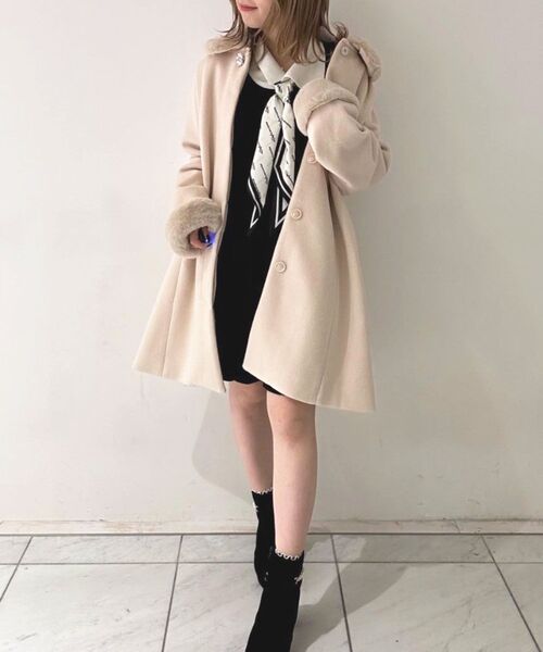 MAJESTIC LEGON（マジェスティックレゴン）の「スカーフセットミニニットワンピ（ワンピース・レディース・グレー/ブラック/アイボリー・MEDIUM）」の3枚目の写真