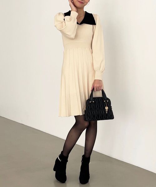 MAJESTIC LEGON（マジェスティックレゴン）の「スカーフセットミニニットワンピ（ワンピース・レディース・グレー/ブラック/アイボリー・MEDIUM）」の22枚目の写真