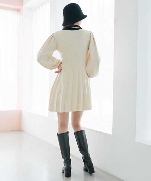 MAJESTIC LEGON（マジェスティックレゴン）の「スカーフセットミニニットワンピ（ワンピース・レディース・グレー/ブラック/アイボリー・MEDIUM）」の13枚目の写真