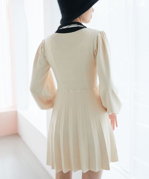 MAJESTIC LEGON（マジェスティックレゴン）の「スカーフセットミニニットワンピ（ワンピース・レディース・グレー/ブラック/アイボリー・MEDIUM）」の9枚目の写真