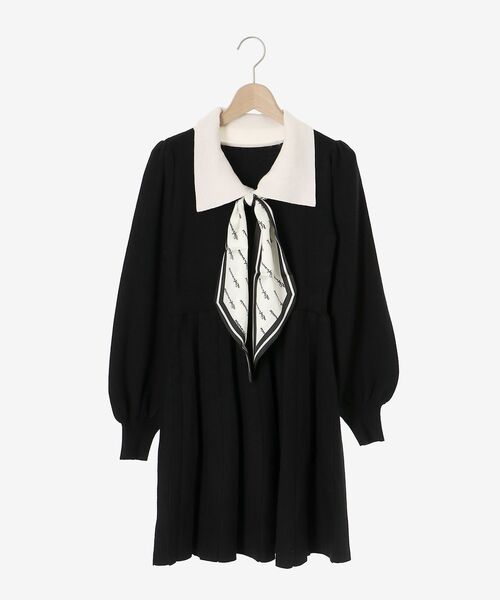 MAJESTIC LEGON（マジェスティックレゴン）の「スカーフセットミニニットワンピ（ワンピース・レディース・グレー/ブラック/アイボリー・MEDIUM）」の6枚目の写真