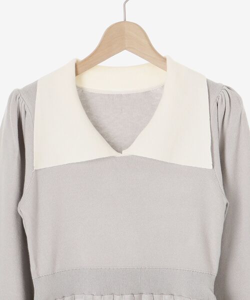 MAJESTIC LEGON（マジェスティックレゴン）の「スカーフセットミニニットワンピ（ワンピース・レディース・グレー/ブラック/アイボリー・MEDIUM）」の4枚目の写真