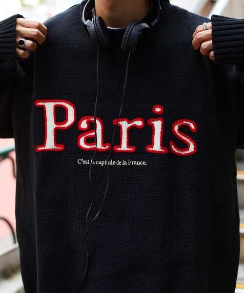 FREAK'S STORE（フリークスストア）の「FREAK’S STORE/フリークスストア ビックシルエット 刺繍 クルーネック プルオーバーニット（ニット/セーター・メンズ・ネイビー/オフホワイト/ブラック・MEDIUM/LARGE）」の5枚目の写真