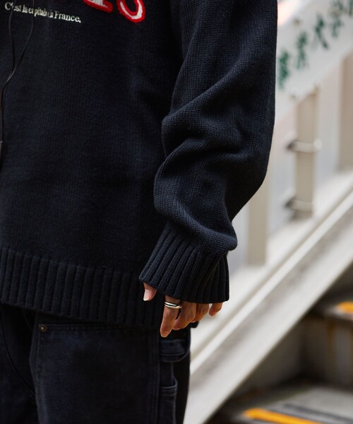 FREAK'S STORE（フリークスストア）の「FREAK’S STORE/フリークスストア ビックシルエット 刺繍 クルーネック プルオーバーニット（ニット/セーター・メンズ・ネイビー/オフホワイト/ブラック・MEDIUM/LARGE）」の6枚目の写真