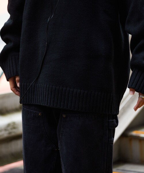 FREAK'S STORE（フリークスストア）の「FREAK’S STORE/フリークスストア ビックシルエット 刺繍 クルーネック プルオーバーニット（ニット/セーター・メンズ・ネイビー/オフホワイト/ブラック・MEDIUM/LARGE）」の7枚目の写真