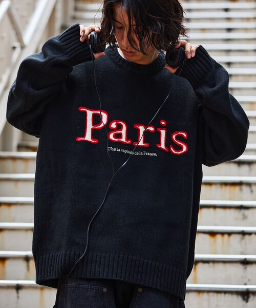 FREAK'S STORE（フリークスストア）の「FREAK’S STORE/フリークスストア ビックシルエット 刺繍 クルーネック プルオーバーニット（ニット/セーター・メンズ・ネイビー/オフホワイト/ブラック・MEDIUM/LARGE）」の9枚目の写真