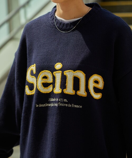 FREAK'S STORE（フリークスストア）の「FREAK’S STORE/フリークスストア ビックシルエット 刺繍 クルーネック プルオーバーニット（ニット/セーター・メンズ・ネイビー/オフホワイト/ブラック・MEDIUM/LARGE）」の14枚目の写真